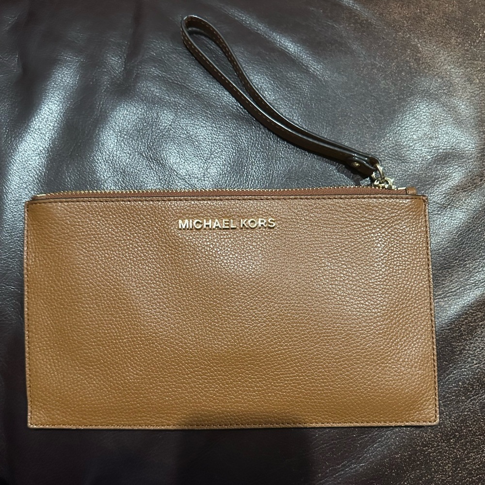 MK Large Brown Wristlet/pouch